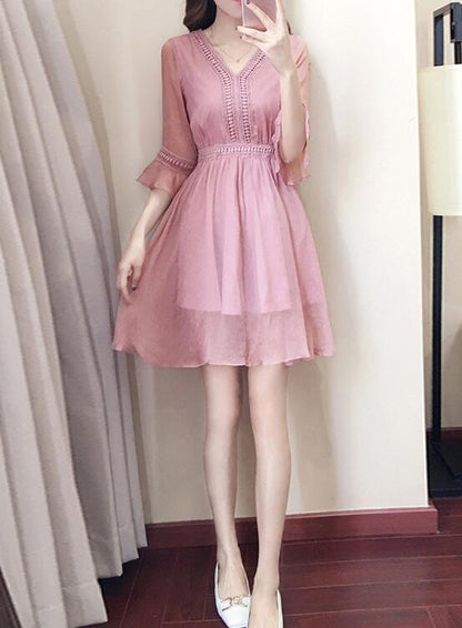 Solvbao Lovely Pink Summer Dress, Dark Pink Women Dress