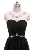 Solvbao Charming Round Neck Beaded Gradient Prom Dress, Blue Formal Gown