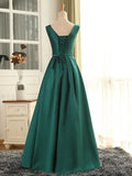 solvbao Beautiful Green Satin Long Simple Party Dress, Green Prom Dress