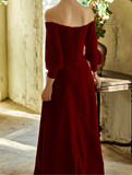 Solvbao Red off Shoulder Spandex Long Formal Dress, Red A-line Elegant Prom Dress Party Dress