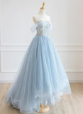 Solvbao Light Blue High Low Tulle Sweetheart Prom Dress, Light Blue Homecoming Dress