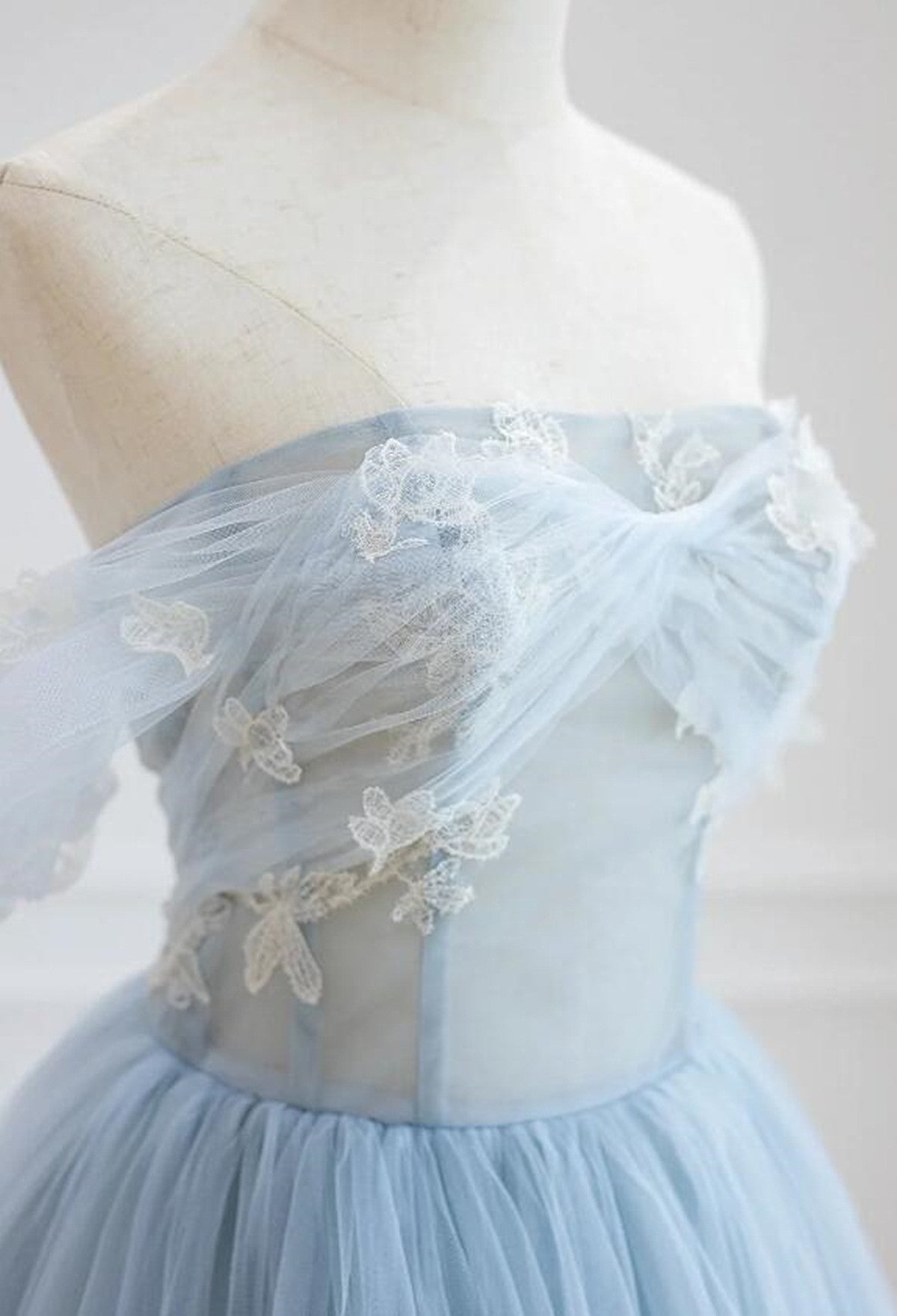 Solvbao Light Blue High Low Tulle Sweetheart Prom Dress, Light Blue Homecoming Dress