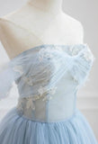 Solvbao Light Blue High Low Tulle Sweetheart Prom Dress, Light Blue Homecoming Dress