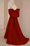 solvbao Wine Red Satin Sweetheart Long A-line Prom Dress, Wine Red Evening Dress