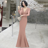 SOLVBAO Banquet Evening Dress Dress Women's  New Spring Elegant Fishtail Long Sleeve Host Dignified Atmosphere Queen Dress