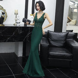 SOLVBAO Banquet Evening Dress Dress Women's  New Spring Elegant Fishtail Long Sleeve Host Dignified Atmosphere Queen Dress