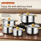 10-Piece Stainless Steel Saucepan Set with Lids - Premium Induction-Ready, Dishwasher Safe, Double-Handled Cookware for Soup, Stew, Pasta, and Seafood - Multipurpose, Space-Saving, and Durable Cookset for Home, Dorm, and Camping Adventures