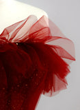 solvbao Wine Red Tulle Long Prom Dress Party Dress, Wine Red Tulle Evening Dress