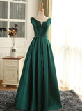 solvbao Beautiful Green Satin Long Simple Party Dress, Green Prom Dress