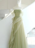 Solvbao Light Green Sweetheart Off Shoulder Party Dress, A-line Green Evening Dress Prom Dress