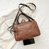 solvbao Retro Style Handbag For Women, Solid Color Crossbody Bag, Casual PU Leather Boston Bag