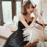 SOLVBAO Evening Dress  New Black Long Strap Evening Dress Backless Dress Host Strap Evening Dress for Women