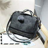 Studded Decor Tote Bag, Trendy Faux Leather Shoulder Bag Women's Large Zipper Purse With Removable Strap