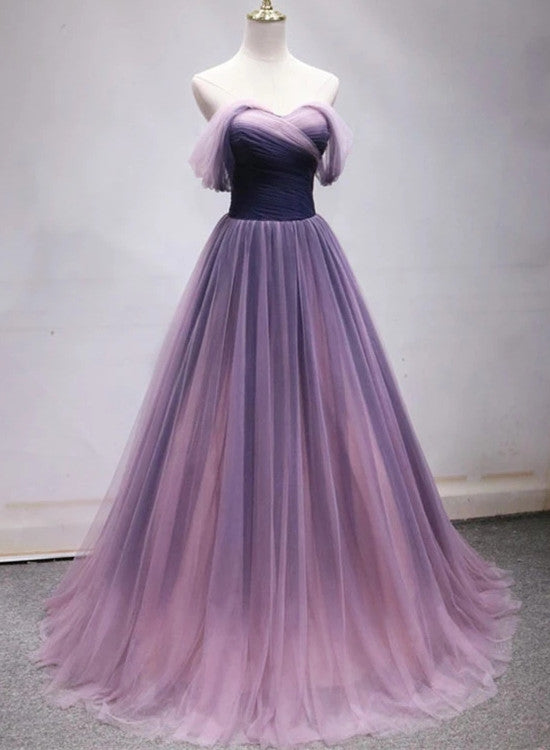 Solvbao Beautiful Tulle Gradient Long A-line Formal Dress, Sweetheart Party Gown