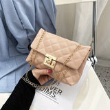 1pc Square Buckle Crossbody Bag Women Bag, Fashion Single  Shoulder Bag, Argyle Quilted Messenger Bag, Trendy PU Leather Bag