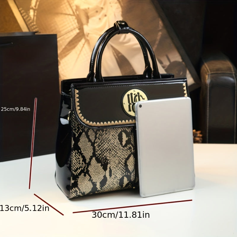 Luxury Snakeskin Satchel Bag, Elegant Crossbody Bag, Women's Fashion Handbag, Shoulder Bag & Purse