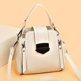 Trendy Buckle Decor Bucket Bag, Women's PU Leather Crossbody Purse, Simple Shoulder Bag & Handbag, Perfect For Everyday Use