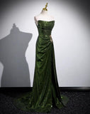 Solvbao Green Sequins Mermaid Long Prom Dress with Leg Slit, Green Sequins Party Dress