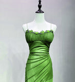 solvbao Green Straps Long Evening Dress Prom Dress, Vintage Style Formal Dress