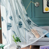 1pc Thin Embroidered Sheer Curtain With Banana Leaf Pattern, Pastoral Style White Embroidered Window Curtain, Rod Pocket, Suitable For Living Room And Bedroom Home Decoration