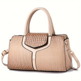 solvbao Crocodile Pattern Handbag, Women's Stitching Crossbody Bag, Elegant Top Handle Satchel Purse