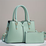 2pcs Elegant Solid Color Handbag Set, Fashion Tote Bag With Clutch Purse, Women's Crossbody Bag