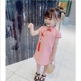 SOLVBAO Summer New Girls Dress Girl's Princess Dress Children's Ethnic Style Cheongsam Dress