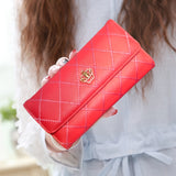 Argyle Embroidery Wallet, Women's Folding Long Money Clip, Clutch Bag Classic Small Card Purse