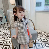 SOLVBAO Summer New Girls Dress Girl's Princess Dress Children's Ethnic Style Cheongsam Dress