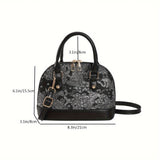 solvbao Retro Flower Pattern Handbag, Fashion Shell Crossbody Bag, Women's Top Handle Zipper Purse