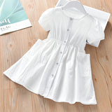 SOLVBAO Girls Dress Stall Supply Summer  New Slip Dress Baby Solid Color Princess Dress Children's Short-Sleeved Dress