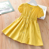 SOLVBAO Girls Dress Stall Supply Summer  New Slip Dress Baby Solid Color Princess Dress Children's Short-Sleeved Dress