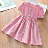 SOLVBAO Girls Dress Stall Supply Summer  New Slip Dress Baby Solid Color Princess Dress Children's Short-Sleeved Dress