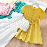 SOLVBAO Girls Dress Stall Supply Summer  New Slip Dress Baby Solid Color Princess Dress Children's Short-Sleeved Dress