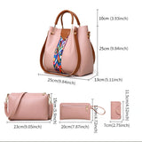 4pcs Solid Color Shoulder Bag Set, Women's Large Handbag & Crossbody Bag & Clutch Purse & Card Holder