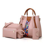 4pcs Solid Color Shoulder Bag Set, Women's Large Handbag & Crossbody Bag & Clutch Purse & Card Holder