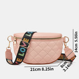 Argyle Quilted Chest Bag, Wide Strap Crossbody Bag, Casual Waist Purse For Sports & Travel