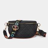 Argyle Quilted Chest Bag, Wide Strap Crossbody Bag, Casual Waist Purse For Sports & Travel