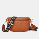 Argyle Quilted Chest Bag, Wide Strap Crossbody Bag, Casual Waist Purse For Sports & Travel