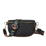 Argyle Quilted Chest Bag, Wide Strap Crossbody Bag, Casual Waist Purse For Sports & Travel