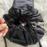 solvbao Portable Drawstring Makeup Bag, Lightweight Versatile Cosmetic Organizer With Bead Strap