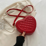 solvbao  Trendy Love Design Shoulder Bag, Quilted Detail Zipper Bag, Solid Color Coin Purse