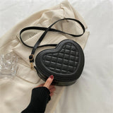 solvbao  Trendy Love Design Shoulder Bag, Quilted Detail Zipper Bag, Solid Color Coin Purse