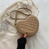 solvbao  Trendy Love Design Shoulder Bag, Quilted Detail Zipper Bag, Solid Color Coin Purse