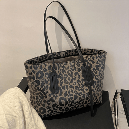 solvbao  Leopard Print Tote Bag For Women, Large Capacity Shoulder Bag, Trendy PU Handbags For Work & School