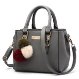 Versatile Messenger Bag With Fluffy Ball Pendant, Stylish PU Leather Crossbody Bag Handbag, Trendy Shoulder Bag