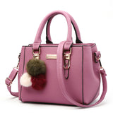 Versatile Messenger Bag With Fluffy Ball Pendant, Stylish PU Leather Crossbody Bag Handbag, Trendy Shoulder Bag