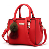 Versatile Messenger Bag With Fluffy Ball Pendant, Stylish PU Leather Crossbody Bag Handbag, Trendy Shoulder Bag