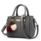 Versatile Messenger Bag With Fluffy Ball Pendant, Stylish PU Leather Crossbody Bag Handbag, Trendy Shoulder Bag