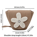 Bead Flower Decor Shoulder Bag, Minimalist Straw Design Shoulder Bag, All-Match Crossbody Bag